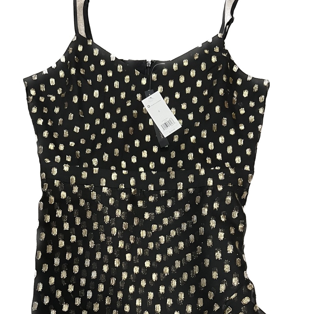 NWT Banana Republic Black Strappy Dress with Metallic Gold Dots Size 6